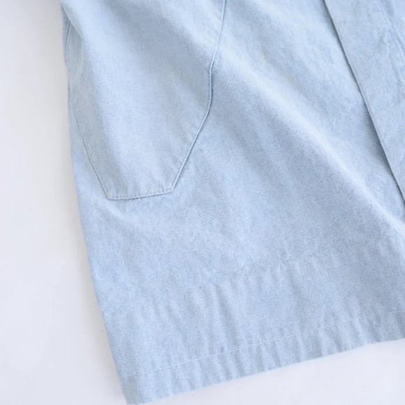 Vintage Green Village Blue Chambray Button Down Jacket 40 - Picture 9 of 16